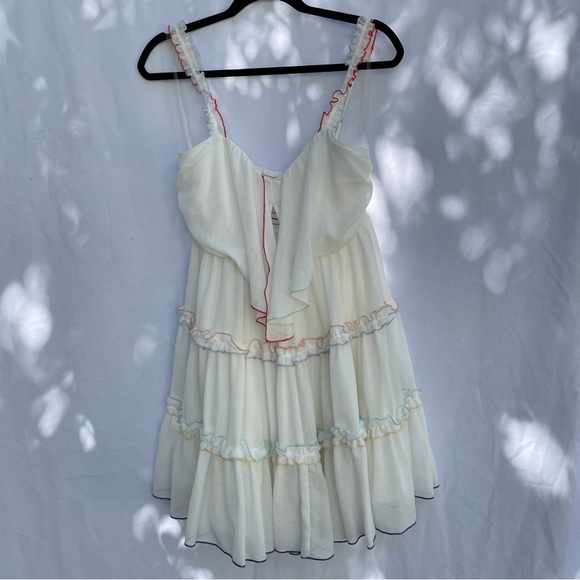 (New with Tags Red Carter Harper Tie-Front Ruffle Babydoll Dress (Medium) - Picture 3 of 9